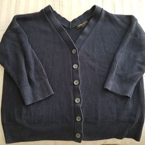 Navy Cotton Blend Button-up Sweater from Banana Republic
